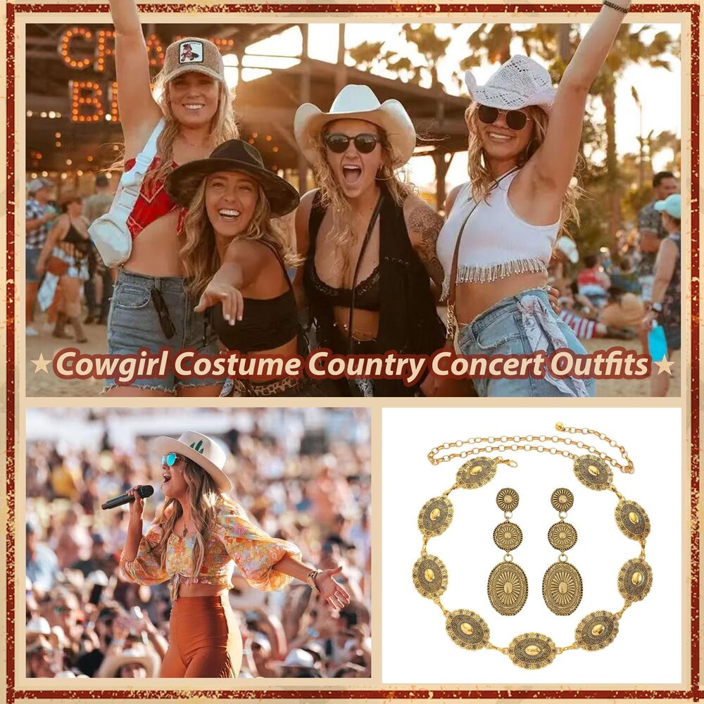 8551 Western Belts For Women Gold Chain Waist Belt Cowgirl Cowboy - Picture 3 of 7